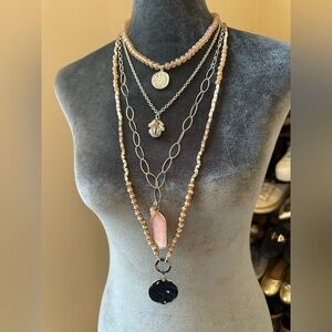 Chico’s Pink Convertible Necklace Set NWT